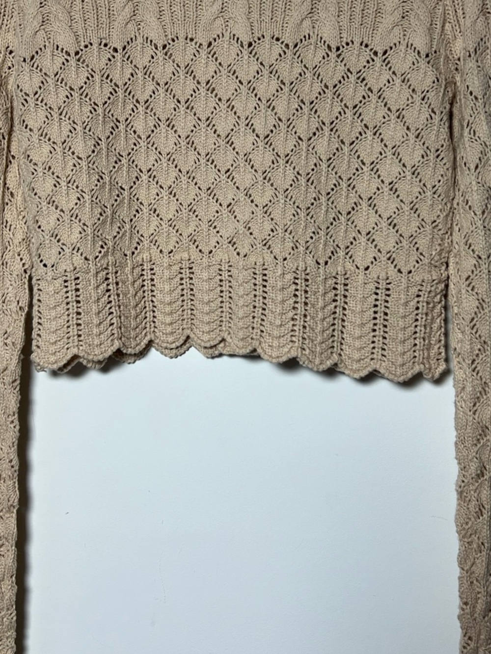 House of Harlow 1960 Beige Cropped Crochet Knit Button Cardigan Sweater - Picture 11 of 12